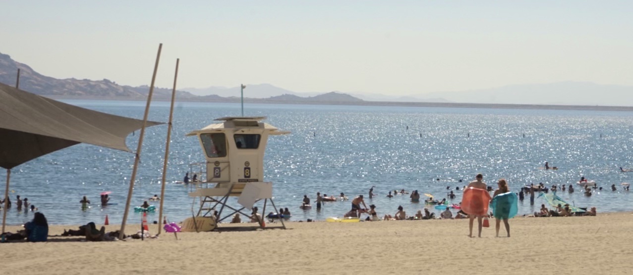 A beach scene at Desert Daze @ Lake Perris State Recreation Area